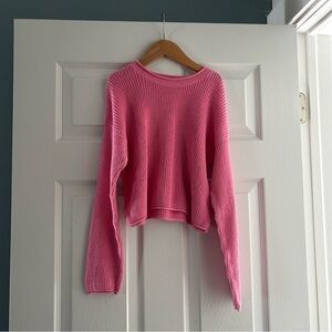 Cat & Jack Hot Pink Ribbed Knit Cropped Sweater